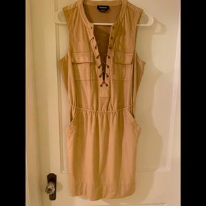 BeBe Tan Lace-Up Mini Dress
